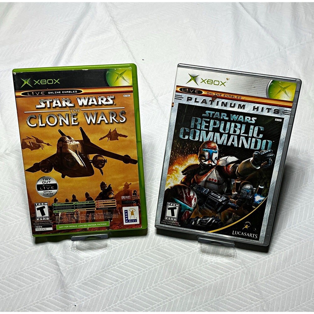 Microsoft Original Xbox Lot of 3 Games: Star Wars Clone Wars, Commando & Tetris